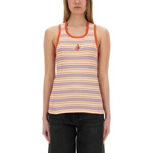 JW ANDERSON Striped Ribbed Tank Top with Anchor Logo Women MULTICOLOUR T-Shirts